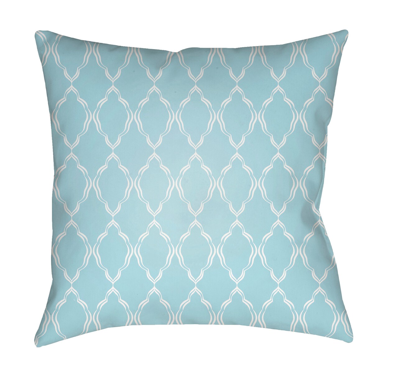Tiwari Home 18" Aqua Blue and White Trellis Square Throw Pillow Cover with Knife Edge